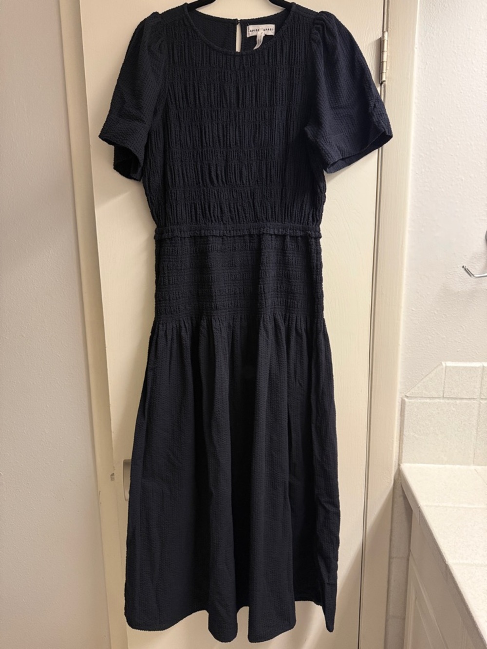 Apiece Apart Black Textured Midi Dress